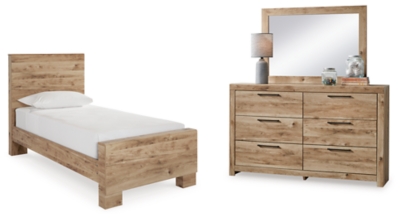 APG-B1050B20-5P Hyanna Twin Panel Bed with Mirrored Dresser, Tan B sku APG-B1050B20-5P