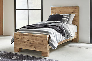 Hyanna Twin Panel Bed, Tan Brown, rollover