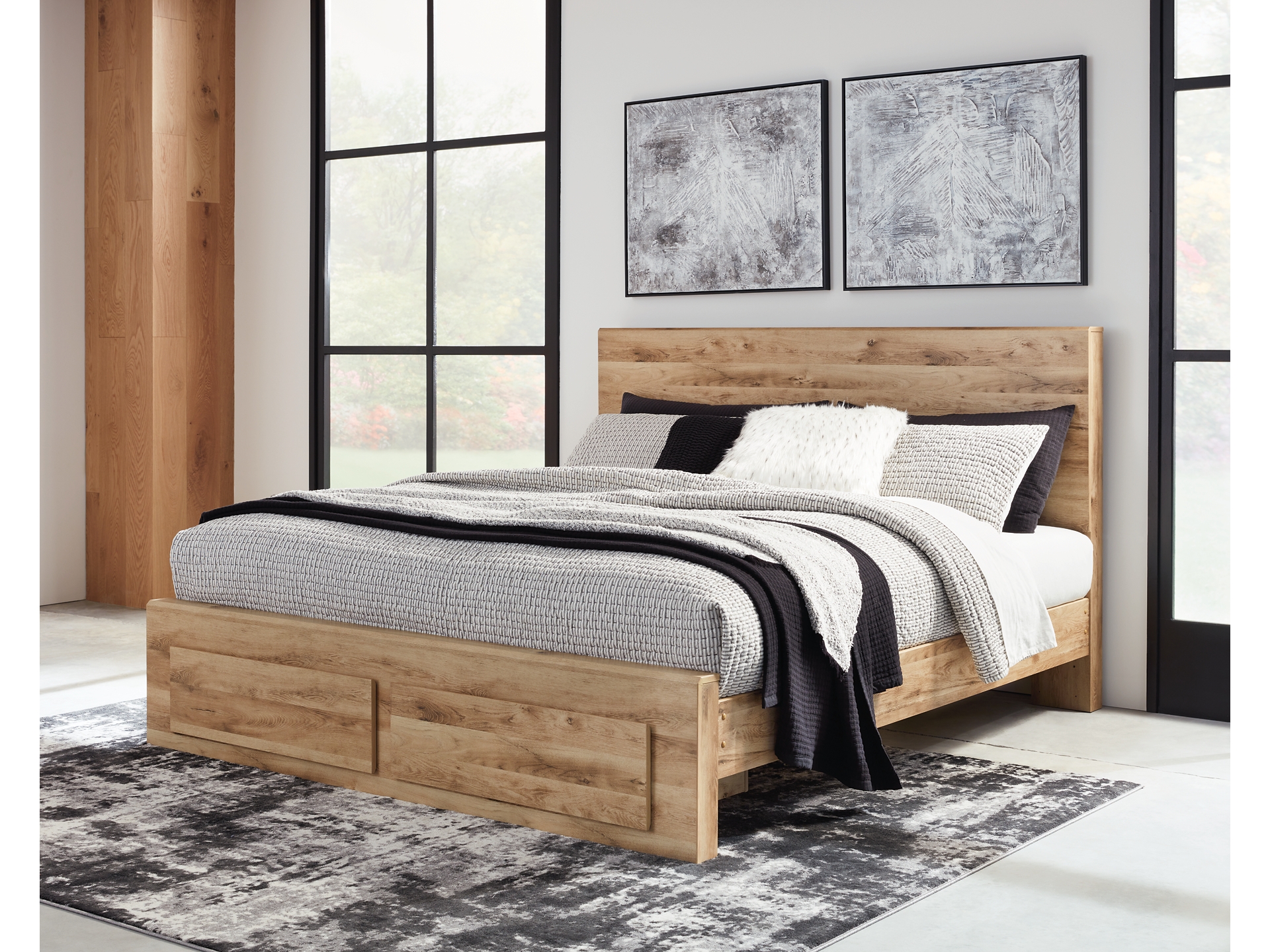 Image 1 of Hyanna King Panel Bed with 6 Storage Drawers