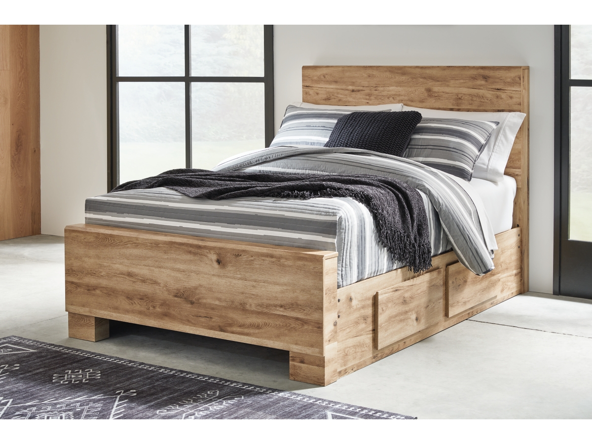 Hyanna Bed with 4 Drawer Storage - Tan Brown