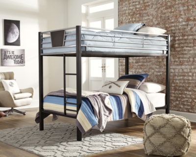 B106-59 Dinsmore Twin Bunk Beds with Ladder, Black/Gray sku B106-59