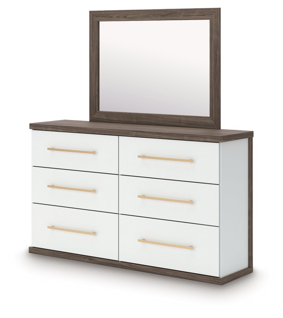 Cama Mazilar Queen tapizada con plataforma, cómoda y espejo - image 8