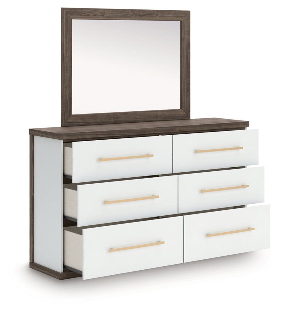 Cama Mazilar Queen tapizada con plataforma, cómoda y espejo - image 4