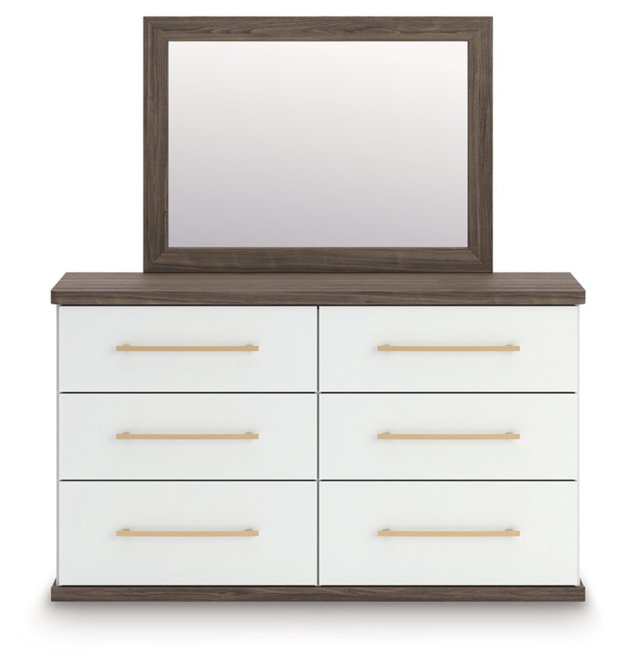 Cama Mazilar Queen tapizada con plataforma, cómoda y espejo - image 2