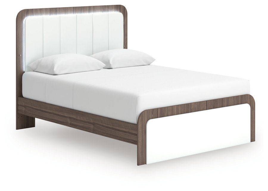 Cama Mazilar Queen tapizada con plataforma, cómoda y espejo - image 11