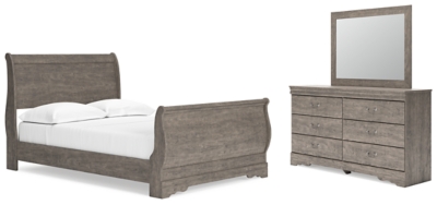 Bayzor Full Sleigh Bed with Mirrored Dresser | Ashley