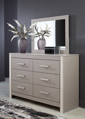 B1145B1 Surancha 6 Drawer Dresser and Mirror, Gray sku B1145B1