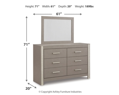 Surancha Full Panel Bed with Mirrored Dresser, Gray, large