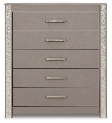 tall chest with five drawers and decorative trim