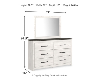 Gerridan King Panel Bed with Mirrored Dresser, White/Gray, large