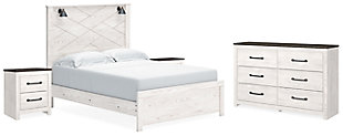 Gerridan Queen Panel Bed with Dresser and 2 Nightstands, White/Gray, large