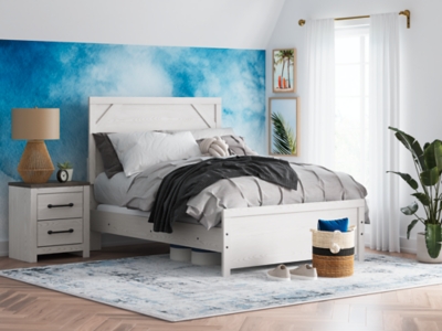 Gerridan Full Panel Bed, White/Gray