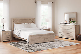 Senniberg Queen Panel Bed, Light Brown/White, rollover