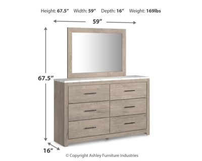 Senniberg Dresser and Mirror, Light Brown/White, large