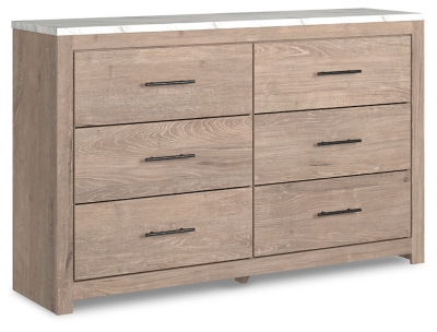 B1191-31 Senniberg 6 Drawer Dresser, Light Brown/White sku B1191-31