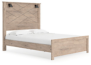 Senniberg Queen Panel Bed, Light Brown/White, large