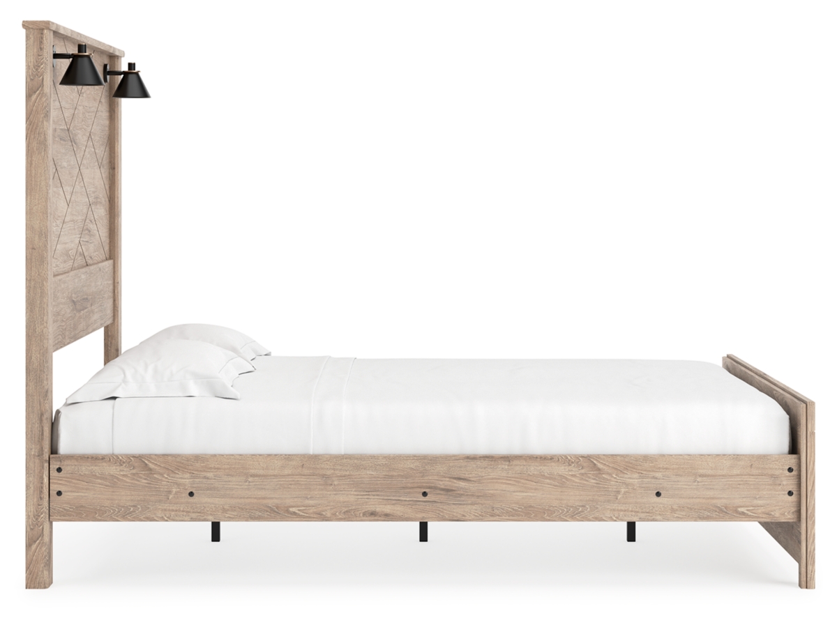 Senniberg Queen Panel Bed - Light Brown/White Senniberg Queen Panel Bed - Light Brown/White