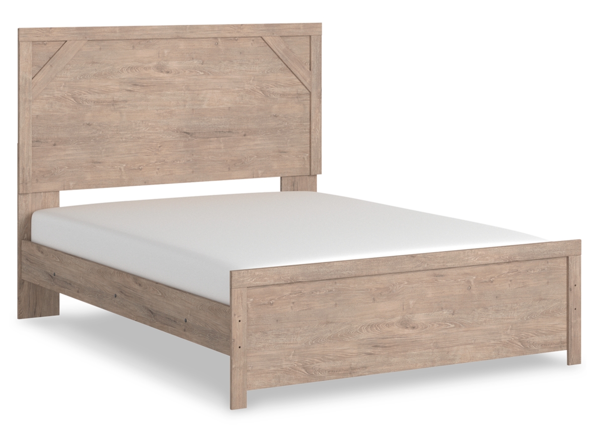 Senniberg Queen Panel Bed - Light Brown/White