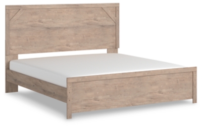 APK-B1191KPB Senniberg King Panel Bed, Light Brown/White sku APK-B1191KPB