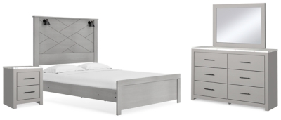 Cottonburg Queen Panel Bed with Mirrored Dresser and Nightstand | Ashley