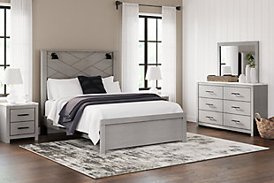 Cottonburg Queen Panel Bed, Light Gray/White, rollover