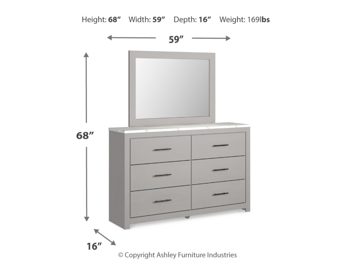 Cottonburg Mirror - Light Gray/White