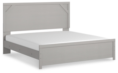 Cottonburg King Panel Bed, Light Gray/White