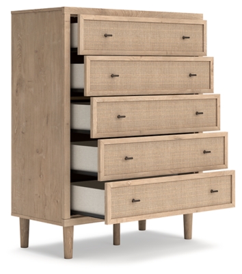 Cielden King Panel Headboard with Mirrored Dresser, Chest and 2 Nightstands