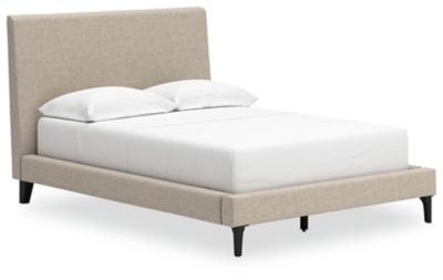 Cielden Full Upholstered Bed with Roll Slats, Soft Gray, large