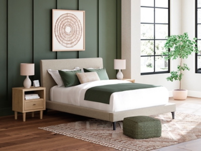Cielden Queen Upholstered Bed with Roll Slats, Soft Gray, rollover