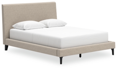 Cielden Queen Upholstered Bed with Roll Slats, Soft Gray, large