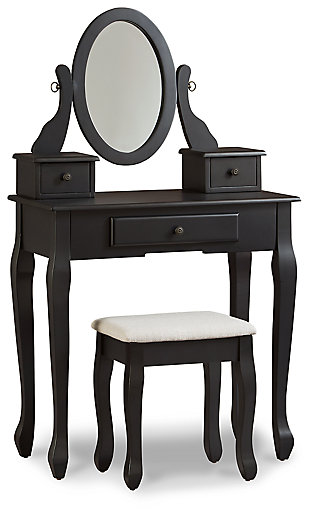 Huey Vineyard Vanity and Mirror with Stool, , large