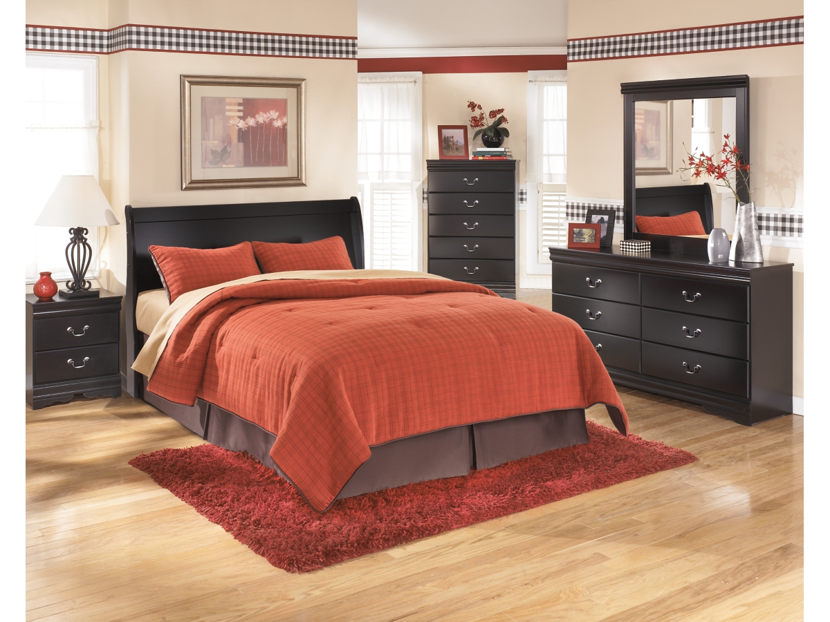 Huey Vineyard Queen Sleigh Headboard - Black Huey Vineyard Queen Sleigh Headboard - Black