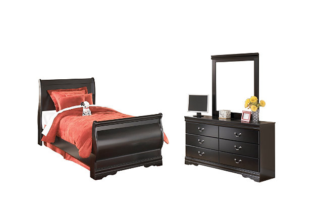 Huey Vineyard Twin Sleigh Bed With, Black Twin Size Bedroom Sets