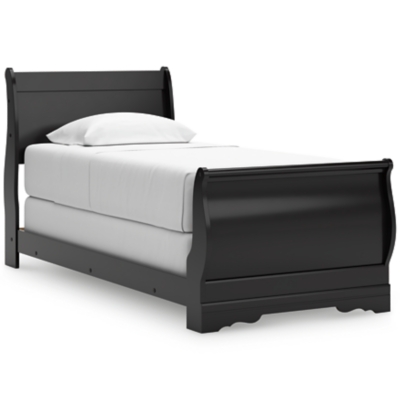 Huey Vineyard Twin Sleigh Bed, Black, large