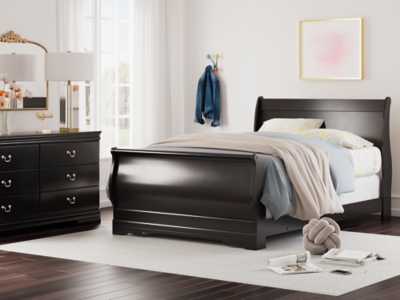 APK-B128-FSB Huey Vineyard Full Sleigh Bed, Black sku APK-B128-FSB