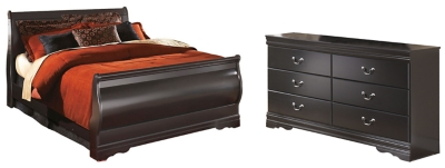 Huey Vineyard Full Sleigh Bed with Dresser, Black, large