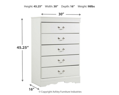 Anarasia Chest of Drawers, White, large