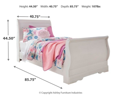 Anarasia Twin Sleigh Bed, White, large