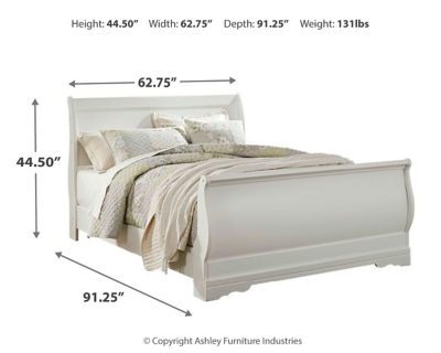 Anarasia Queen Sleigh Bed with Mirrored Dresser, White, large