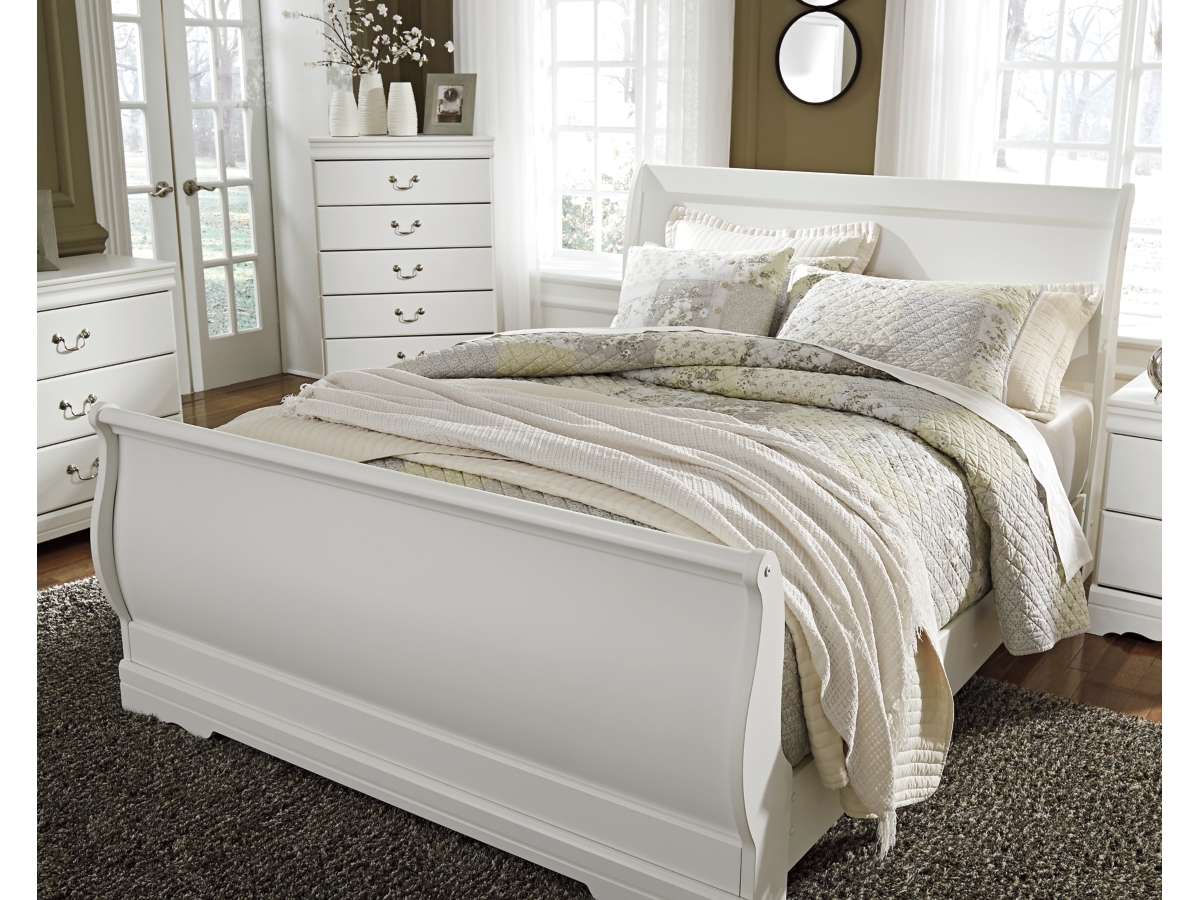Anarasia Queen Sleigh Bed - White