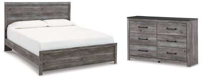 Bronyan King Panel Bed with Dresser, Dark Gray