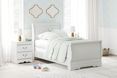 Anarasia Twin Sleigh Bed, White