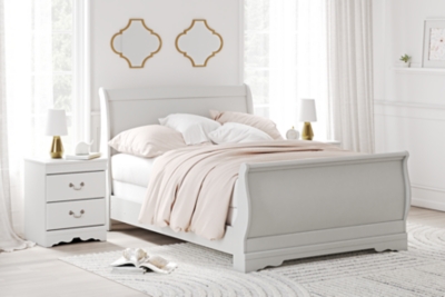 Anarasia Full Sleigh Bed, White, large