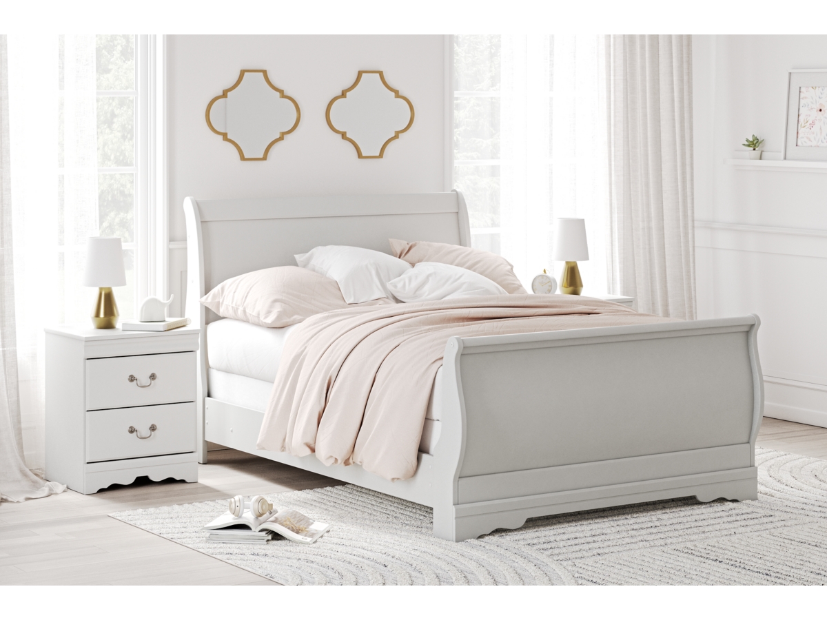 Anarasia Queen Sleigh Bed - White Anarasia Queen Sleigh Bed - White