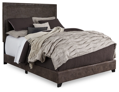 Dolante Queen Upholstered Bed with 10” Hybrid Mattress, Brown, large
