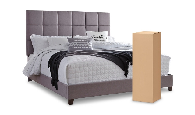 Dolante Queen Upholstered Bed with Chime 8" Memory Foam Mattress in a Box