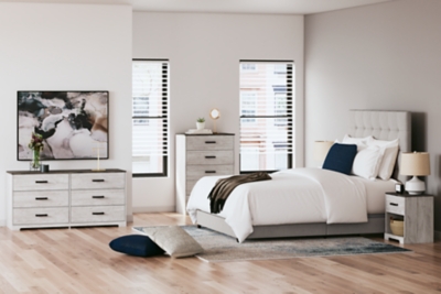 Shawburn Chest of Drawers, Whitewash/Charcoal Gray, large