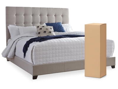 Dolante Queen Upholstered Bed with 10” Hybrid Mattress, Beige, large