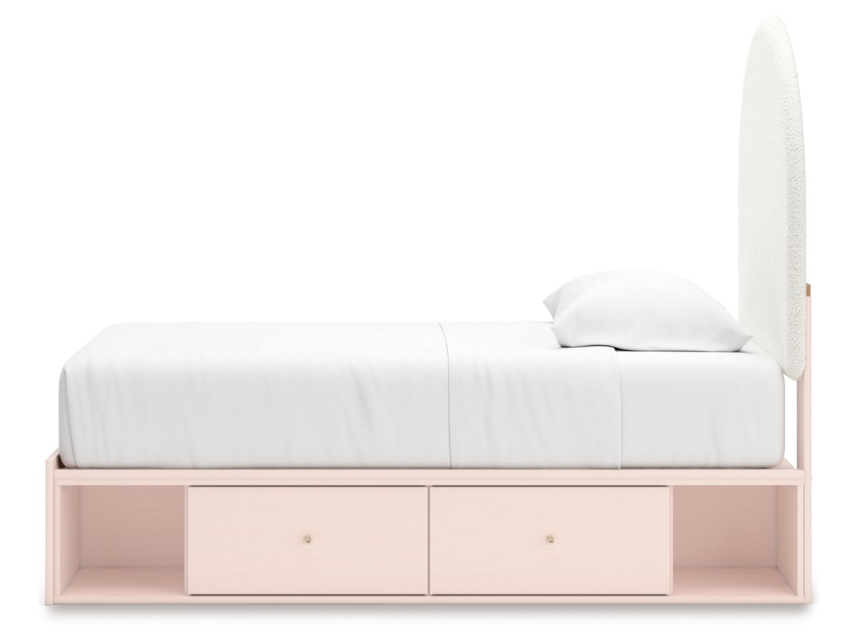 Wistenpine Twin Upholstered Panel Bed with 2 Storage Drawers
